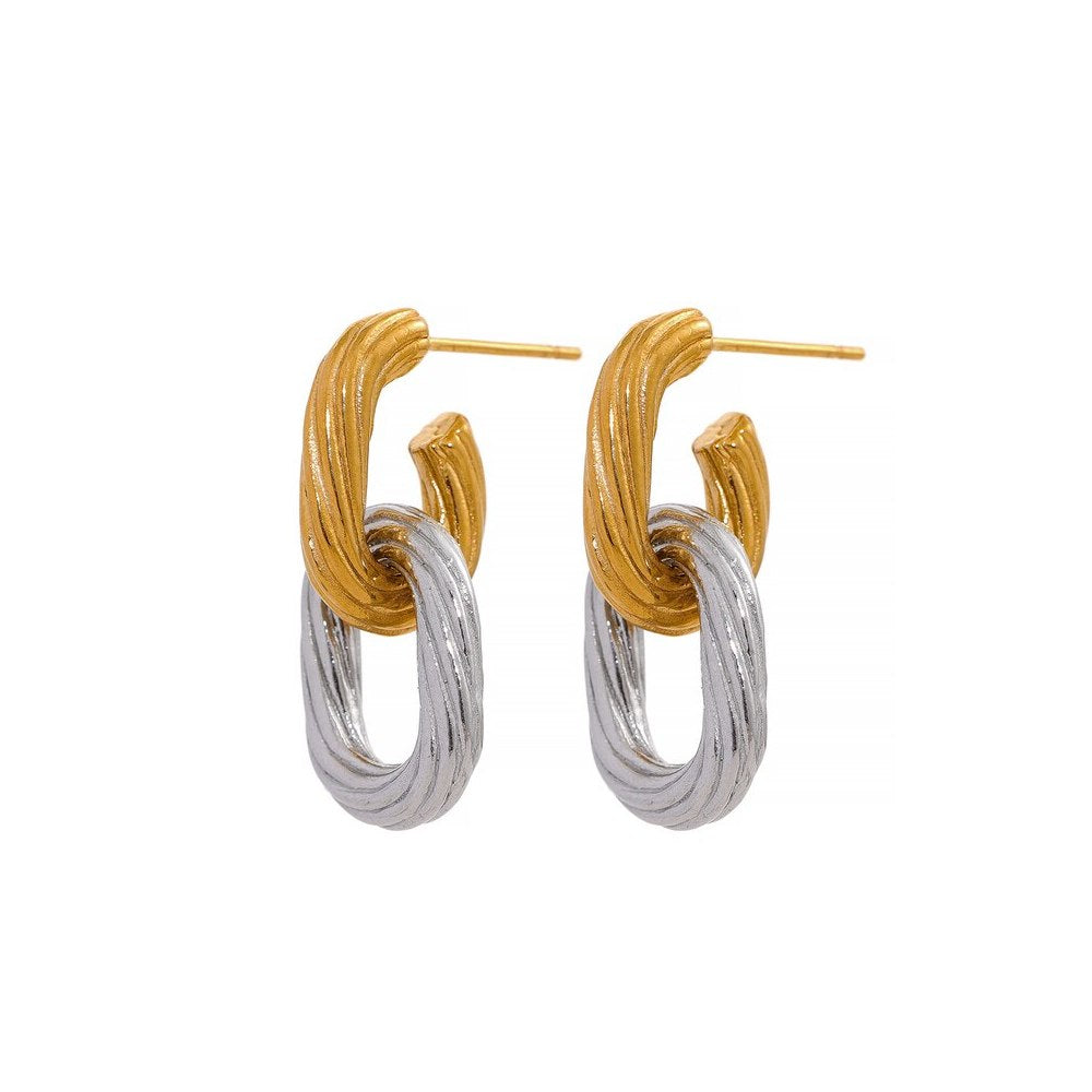 Double Gold Chrome Ohrringe Yasemen Store Schmuck Accessoires Edelstahl Stainless Steel 14K Vergoldet Gold jewel jewelry earring