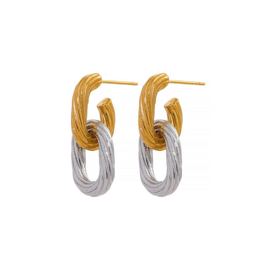 Double Gold Chrome Ohrringe Yasemen Store Schmuck Accessoires Edelstahl Stainless Steel 14K Vergoldet Gold jewel jewelry earring