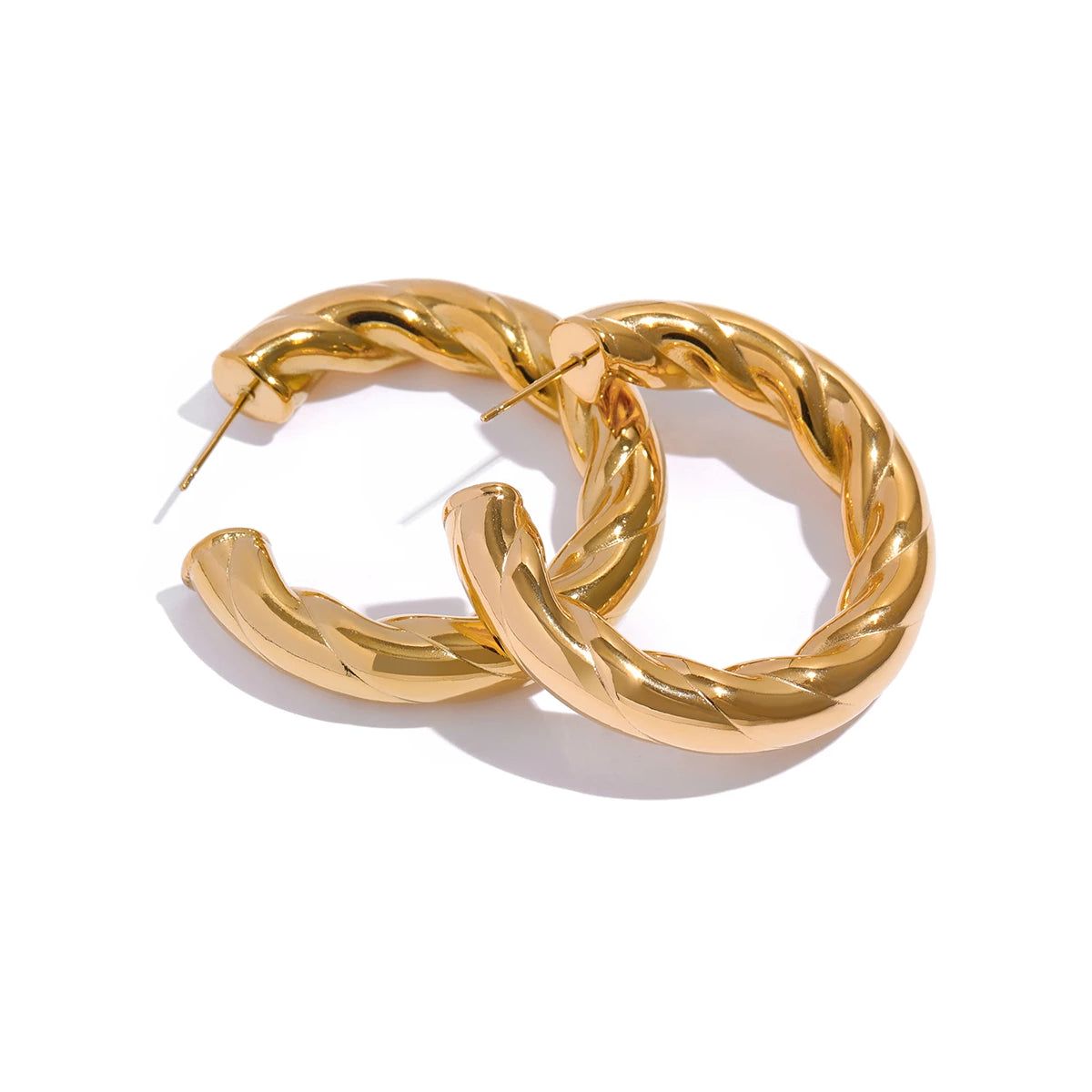 Runde Ohrringe Yasemen Store Schmuck Accessoires Edelstahl Stainless Steel 14K Vergoldet Gold jewel jewelry earrings
