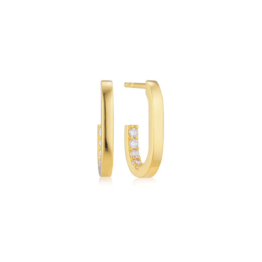 Ovale Medium Strass-Ohrringe Yasemen Store Ohrring Sterlingsilber Sterling Silver 18K vergoldet Gold earring