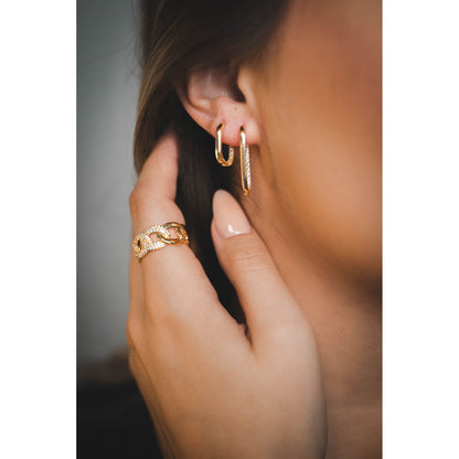 Ovale Medium Strass-Ohrringe Yasemen Store Ohrring Sterlingsilber Sterling Silver 18K vergoldet Gold earring