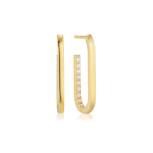 Ovale Medium Strass-Ohrringe Yasemen Store Ohrring Sterlingsilber Sterling Silver 18K vergoldet Gold earring